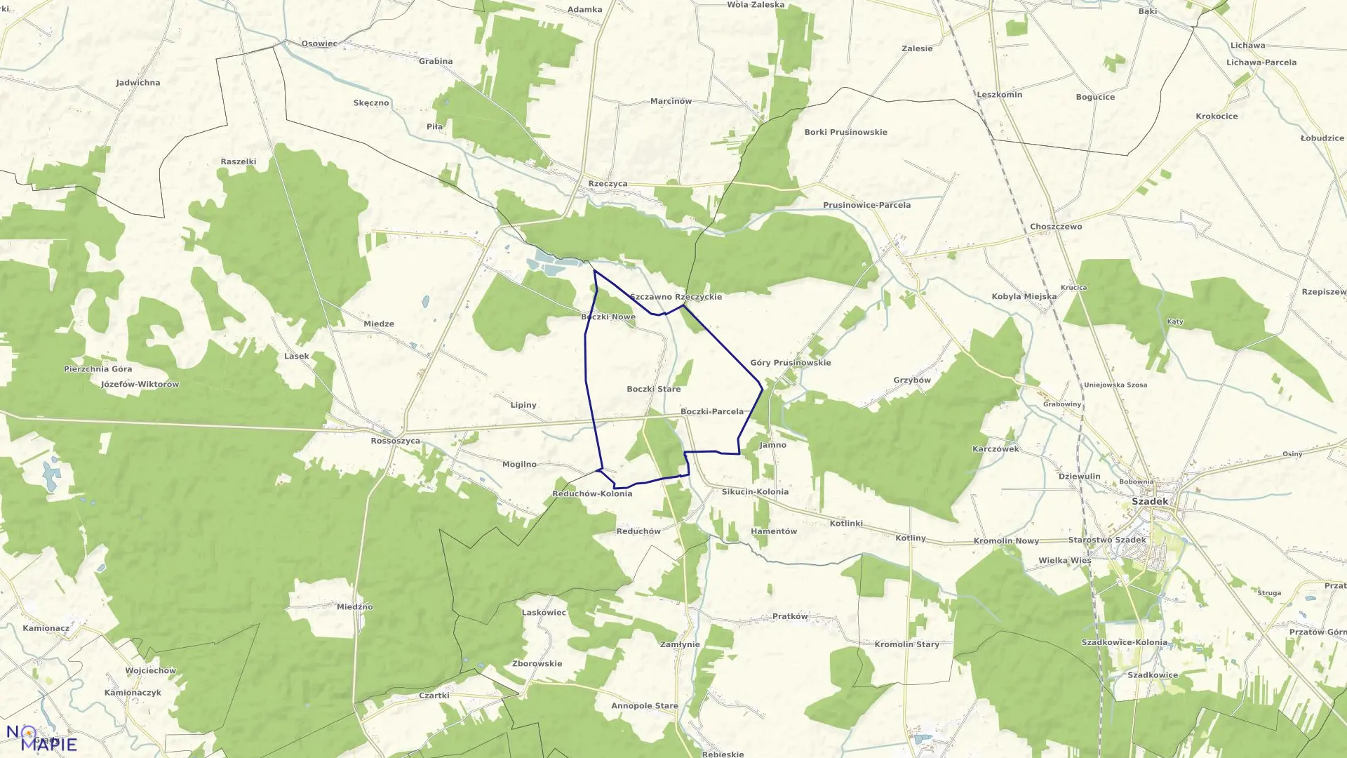 Mapa obrębu BOCZKI w gminie Szadek