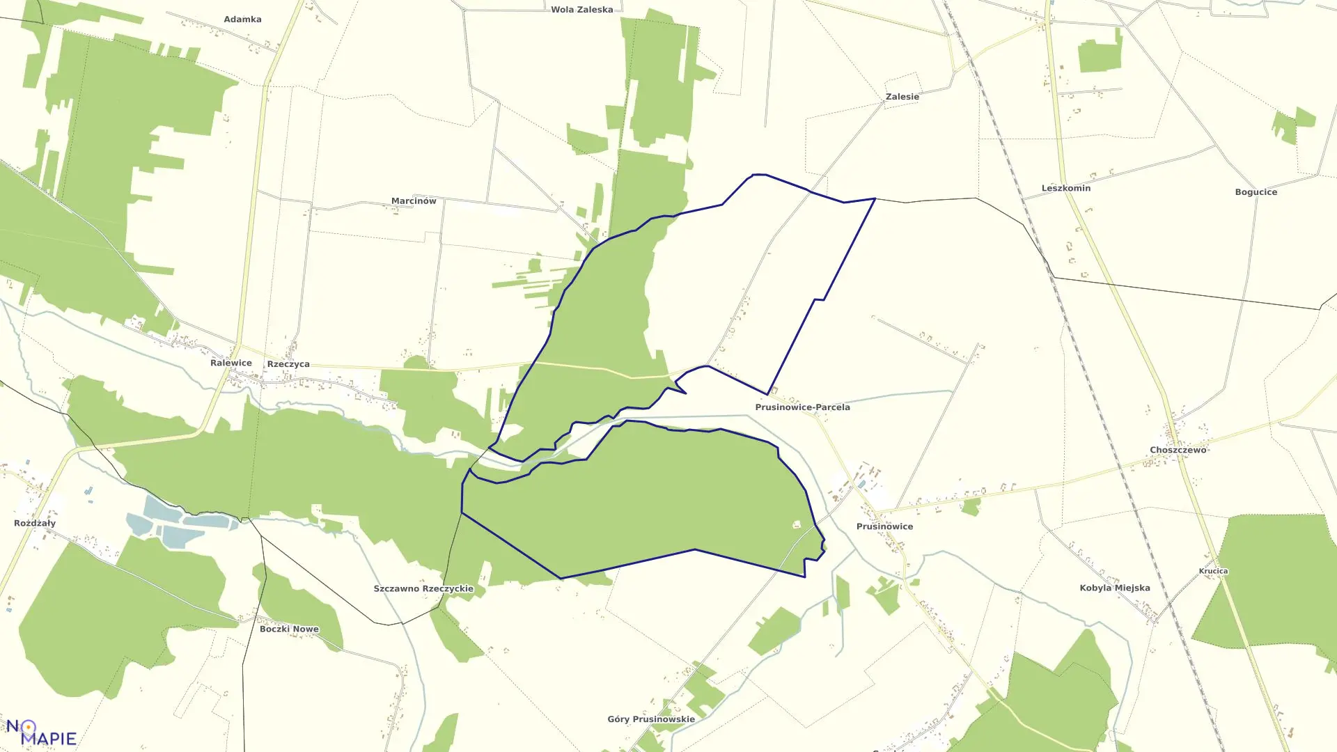 Mapa obrębu BORKI PRUSINOWSKIE w gminie Szadek