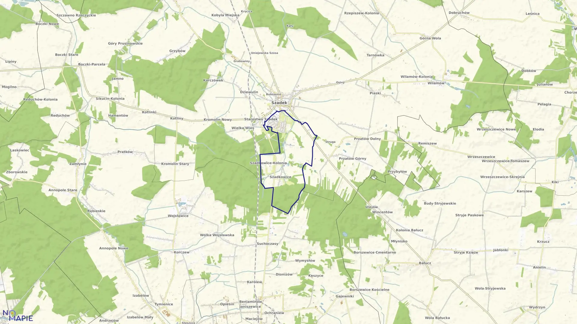 Mapa obrębu SZADKOWICE-OGRODZIM w gminie Szadek